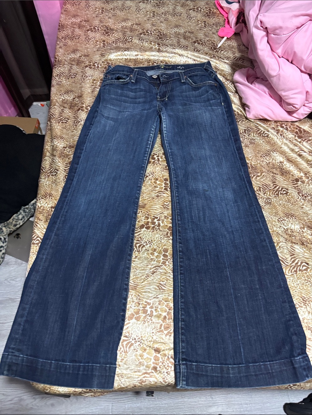 7 For All Mankind Dark Blue Wide Leg Jeans - Picture 2 of 2